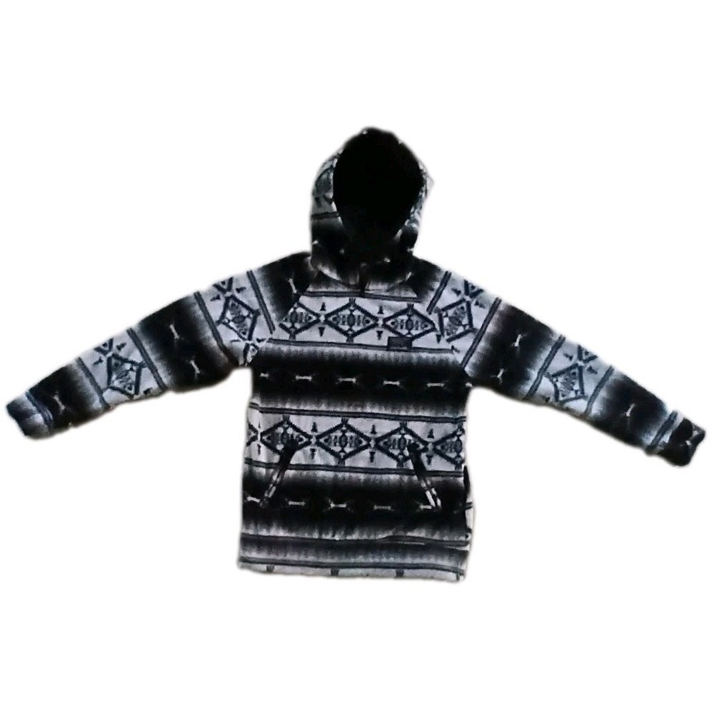 Massive Outdoor Fleece Pullover Hoodie Mens Small Aztec Tribal Geometric 1/4 Zip